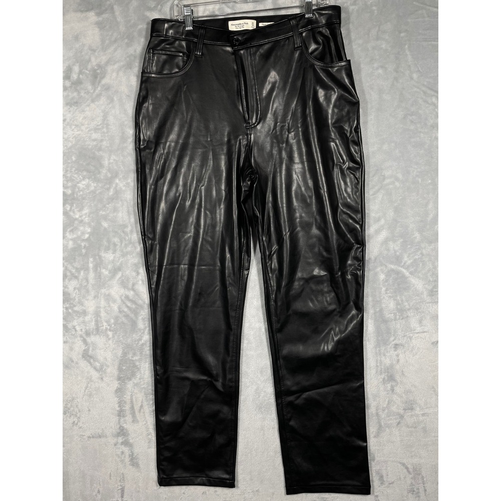 Abercrombie & Fitch Curve Love 90s Ultra High Rise Vegan Leather Pants 32L